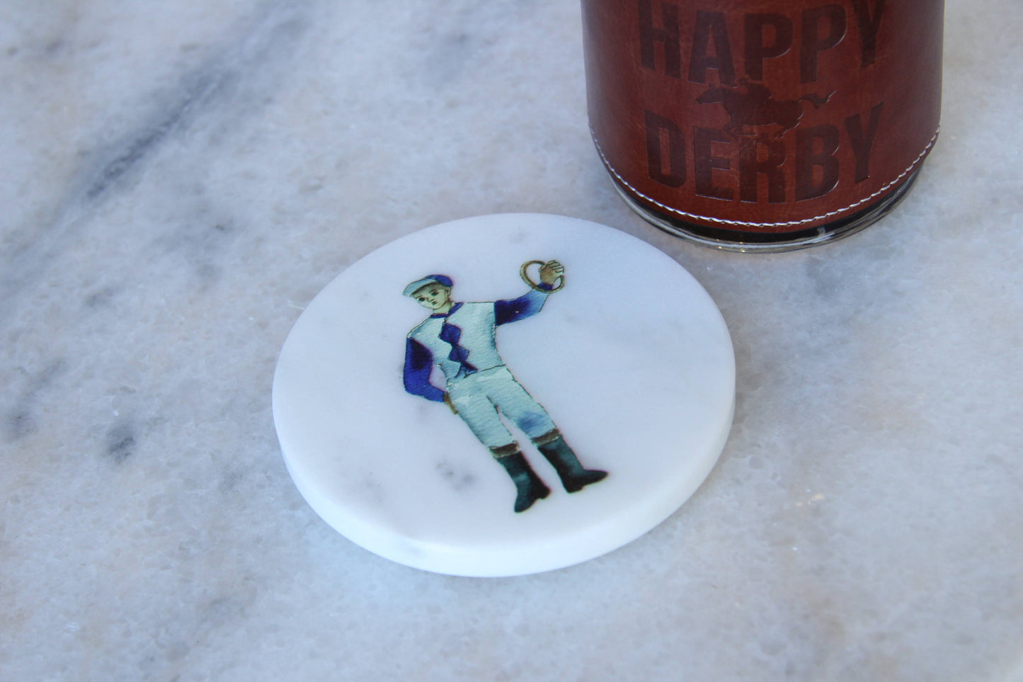 Horse Racing Horse Farm Racing Jockey Marble Coaster