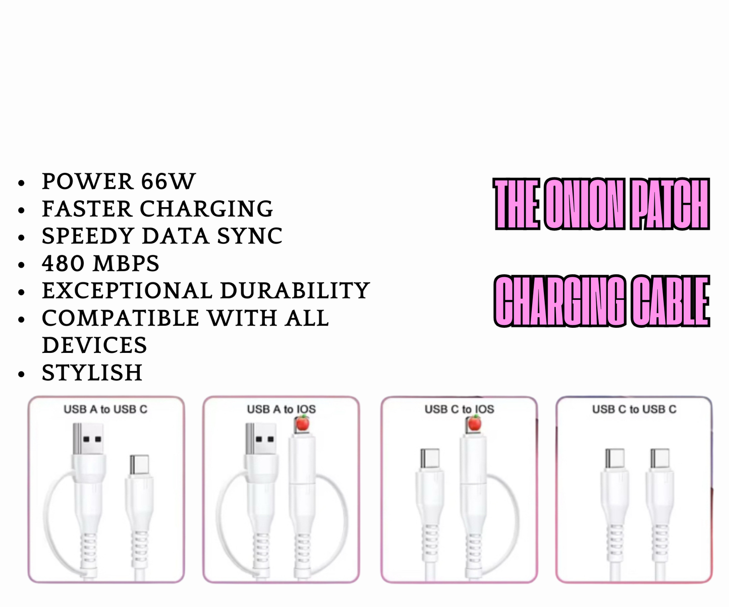 New Colorful 4-in-1 Beaded  Fast Charging Cable