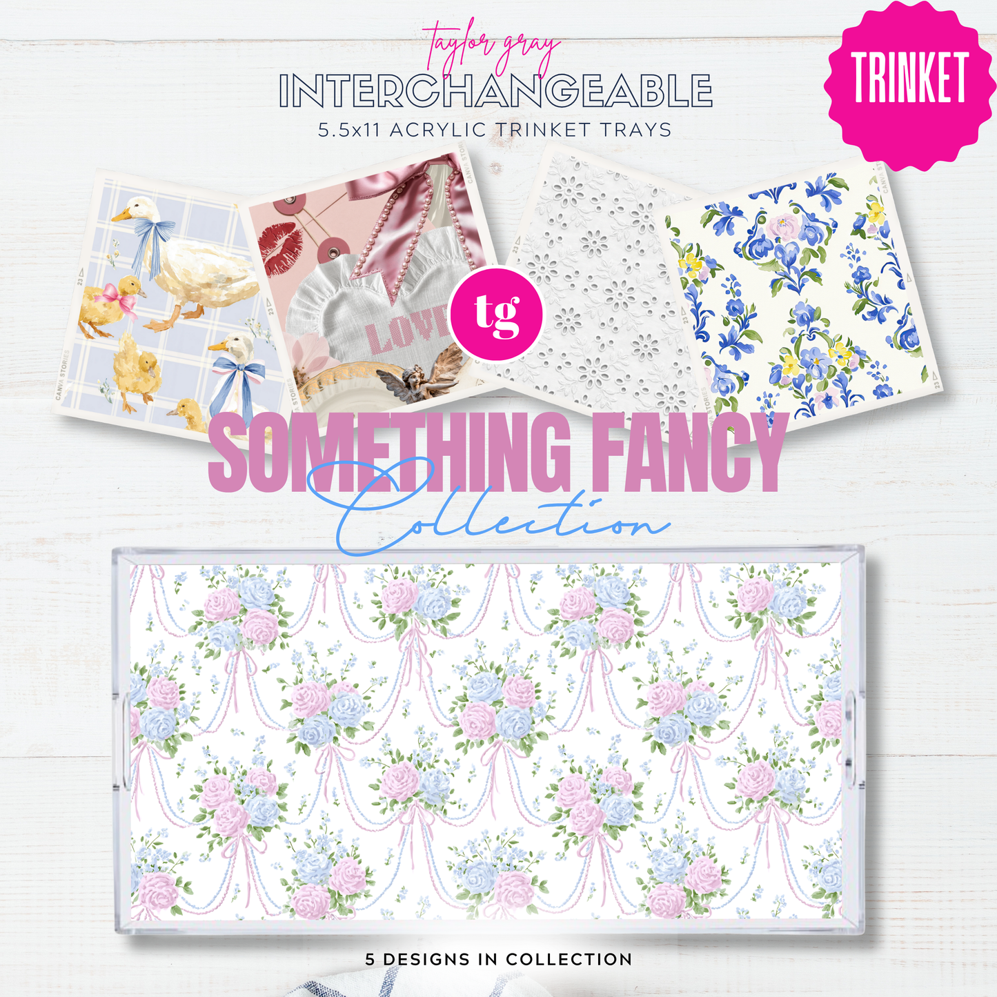 5.5x11 SOMETHING FANCY trinket tray insert set of 5
