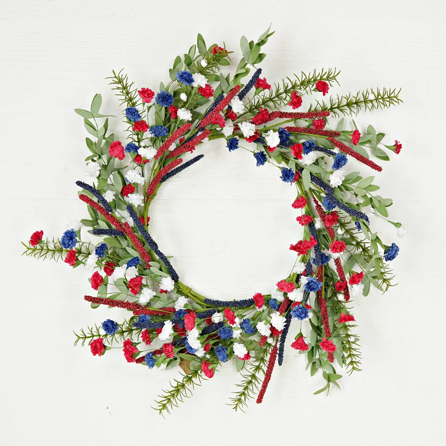 550220 - 20 inch Carnation Blossom Wreath-Red, White, Blue