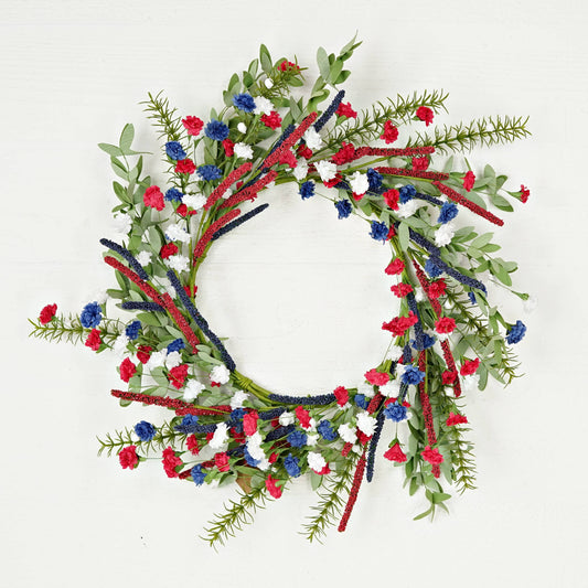 550220 - 20 inch Carnation Blossom Wreath-Red, White, Blue