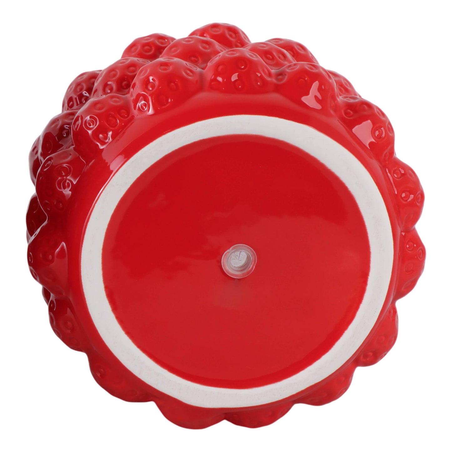 Decorative Planter - Red Ceramic Strawberry Flower, 8 in.
