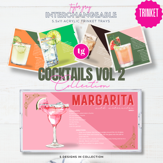 5.5x11 COCKTAILS VOL 2 trinket tray insert set of 5