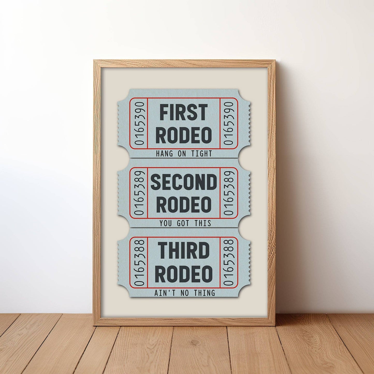 First Rodeo Ticket Stub Art Print Blue
