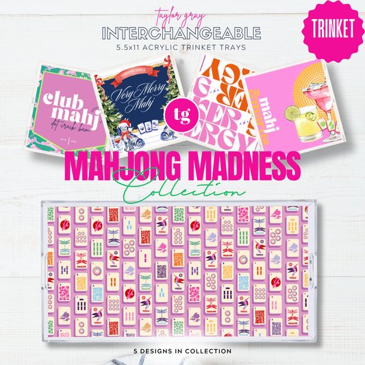 5.5x11 MAHJONG MADNESS trinket tray insert set of 5