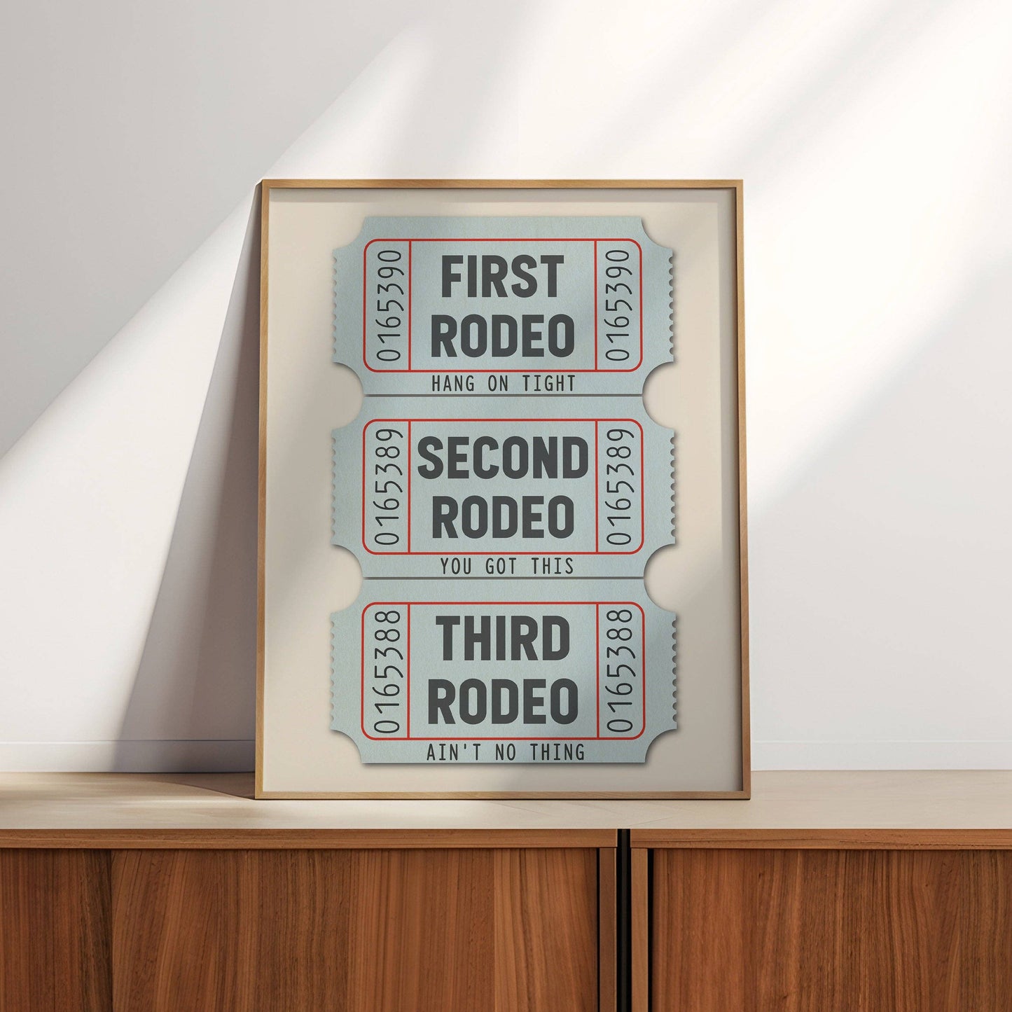 First Rodeo Ticket Stub Art Print Blue