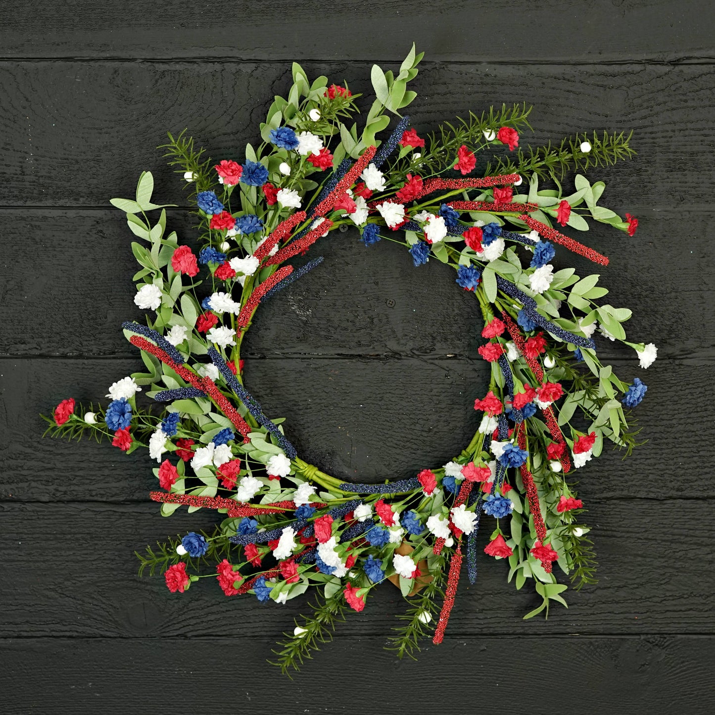 550220 - 20 inch Carnation Blossom Wreath-Red, White, Blue